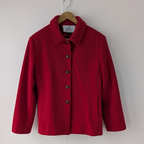 Suttles & Seawinds Jackets & Blazers - VTG Suttles & Seawinds 100% Wool Jacket Red Bronze Color Buttons Size Small